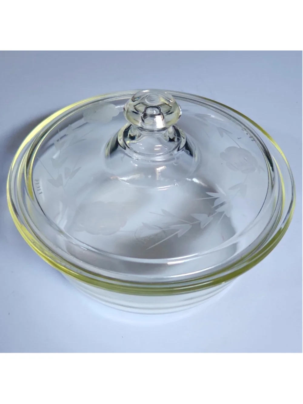 “Antique 1920s Pyrex Clear Glass Casserole Dresser Box Set #167 #267 Etched Rose